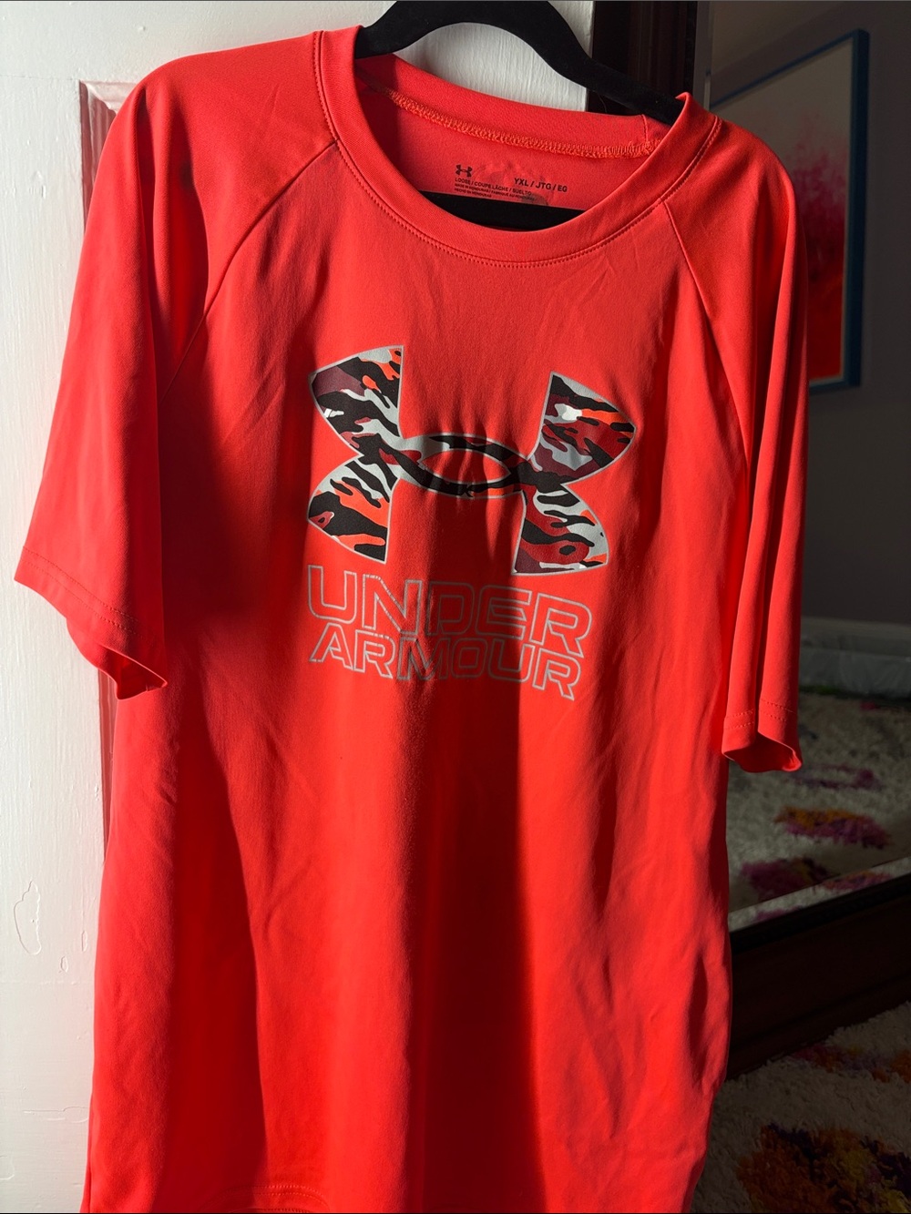 Under Armour Red Short-Sleeve Tee with Camo Logo